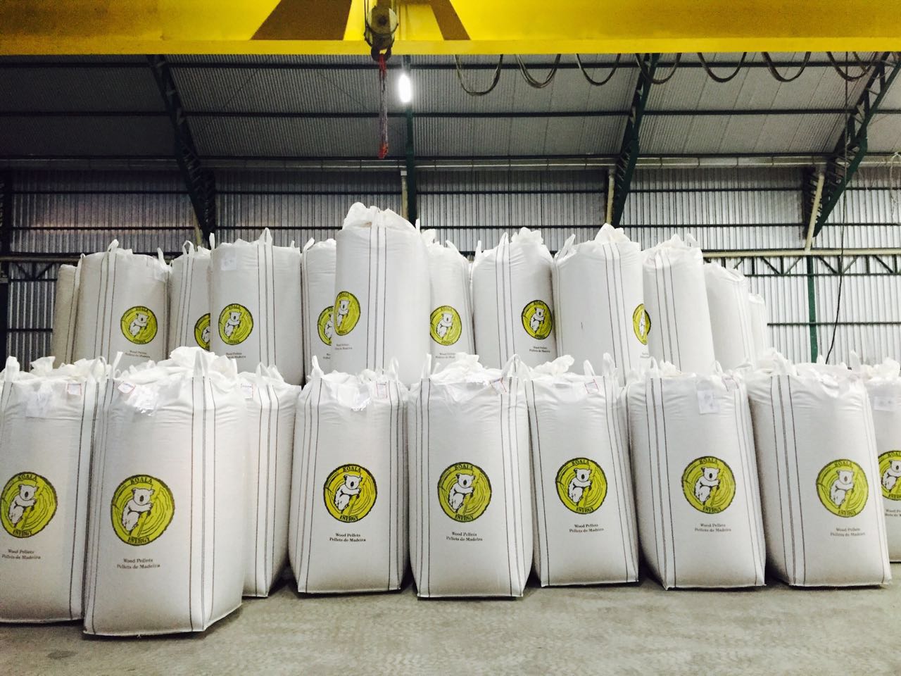 White batch goods loaded on a truck inside the warehouse