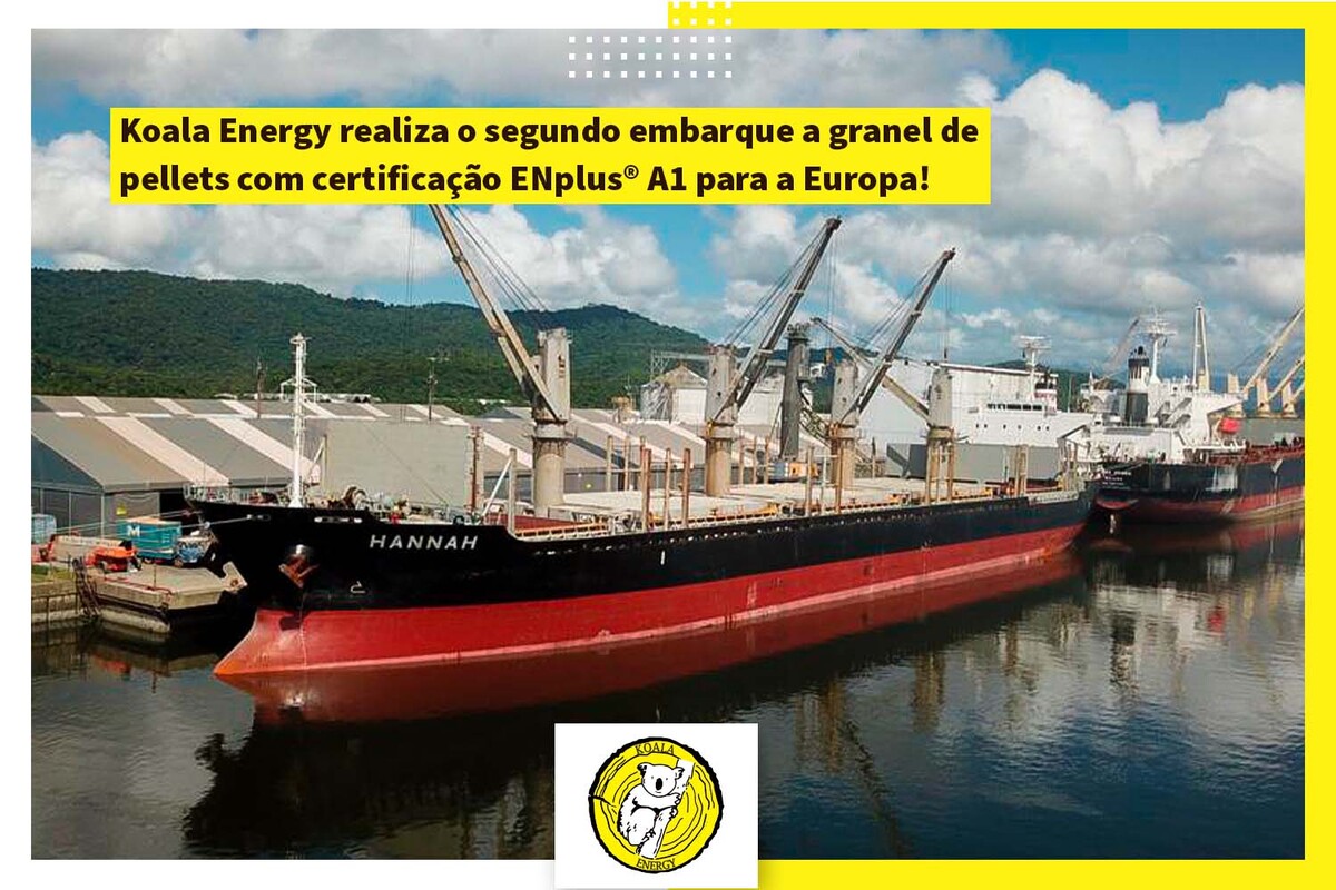 Koala Energy realiza o segundo embarque a granel de pellets com certificação ENplus® A1 para a Europa
